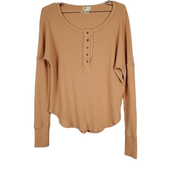 BillaBong Any Day Long Sleeve Henley Waffle Knit Top - Picture 2 of 13